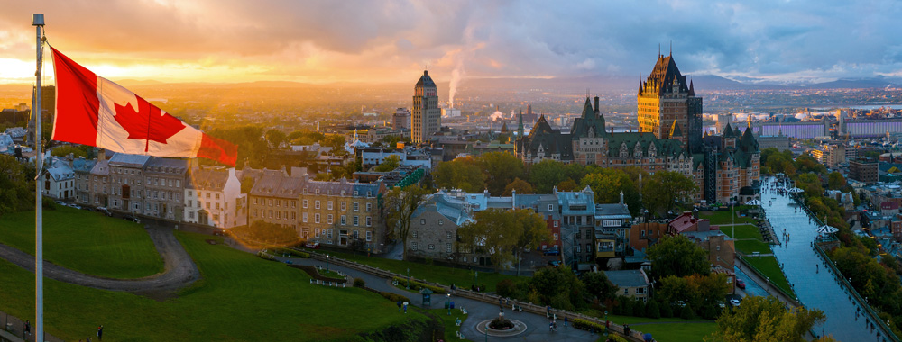 Aerial panorama view of Old Quebec City